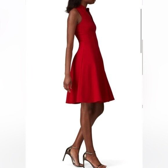 Black Halo Ruffle Sleeve A Line Mini Bright Red Dress Size 8 Antoinnette Preppy - Picture 3 of 8